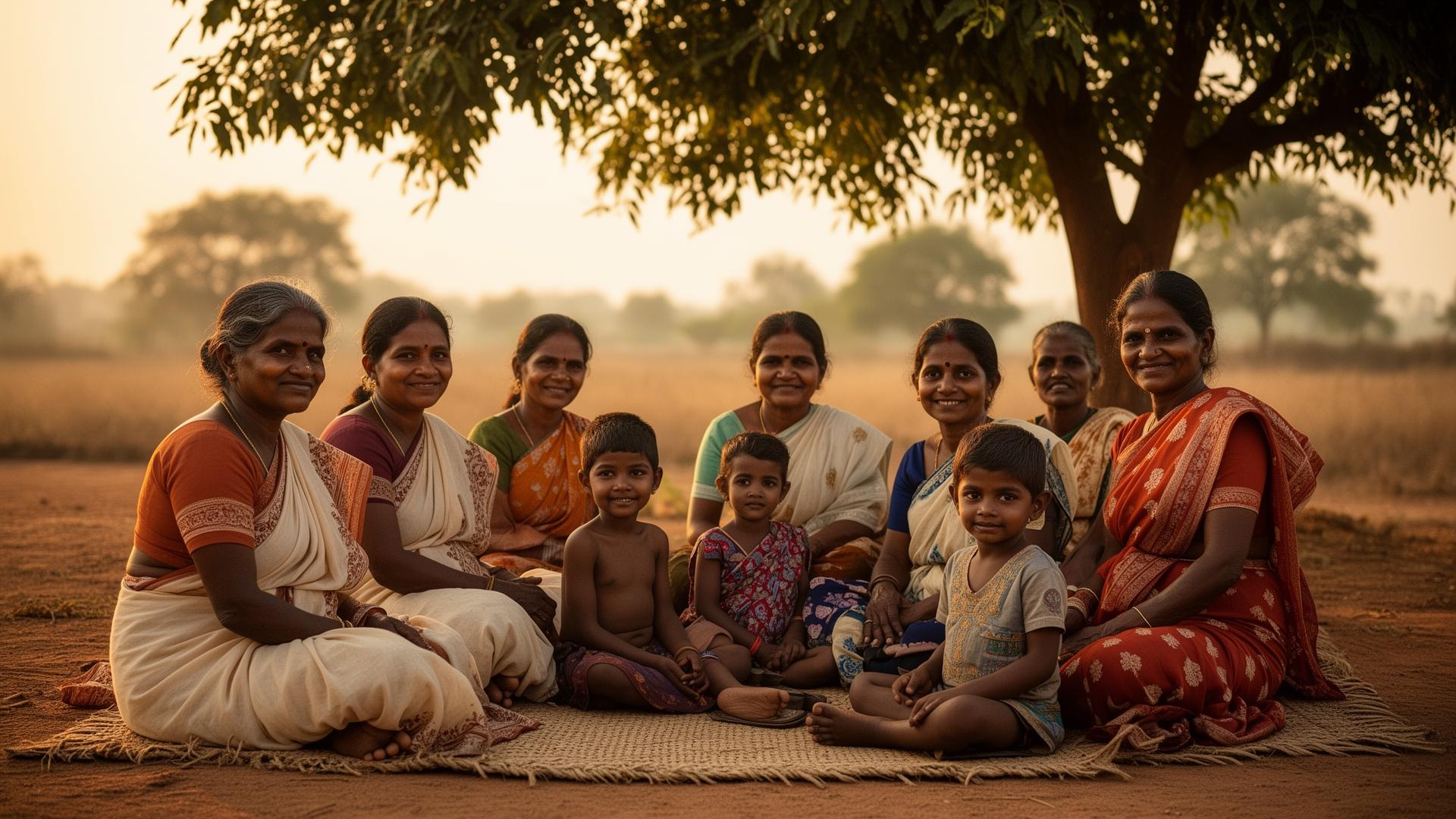 A community gathered together in rural Andhra Pradesh